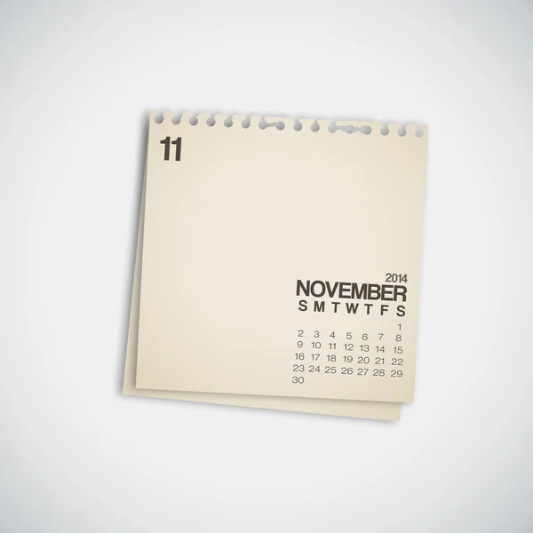 Calendrier 2014 Novembre — Image vectorielle