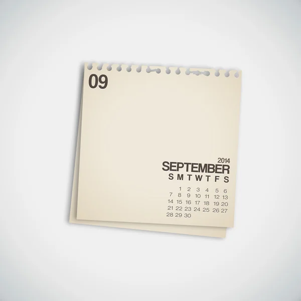 Kalender 2014 September - Stok Vektor