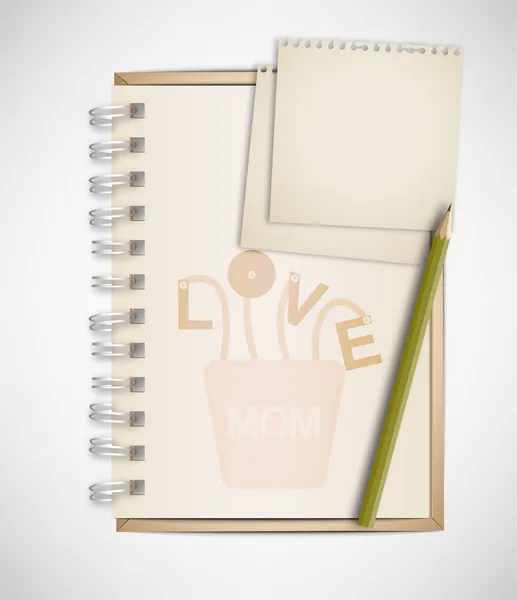 Notebook with Love Mother — Stock Vector