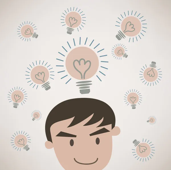 Man Get Idea Light Bulb — Stock Vector
