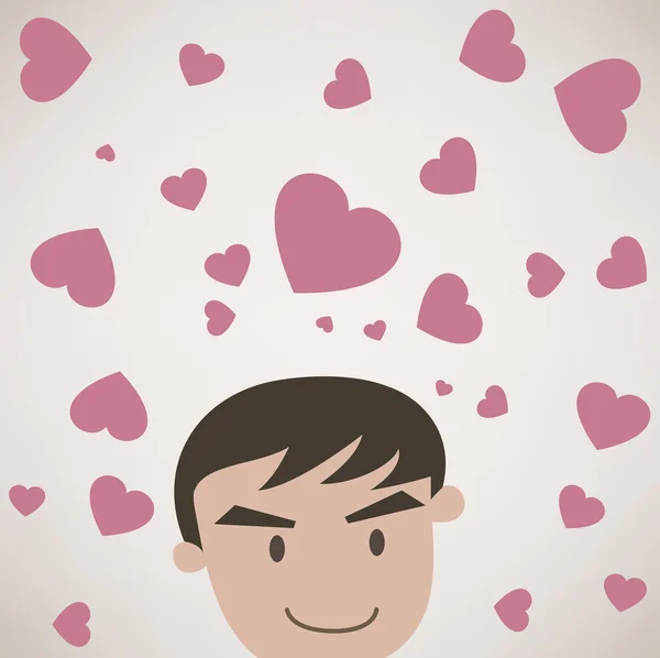 Man Face with scatter heart — Stock Vector