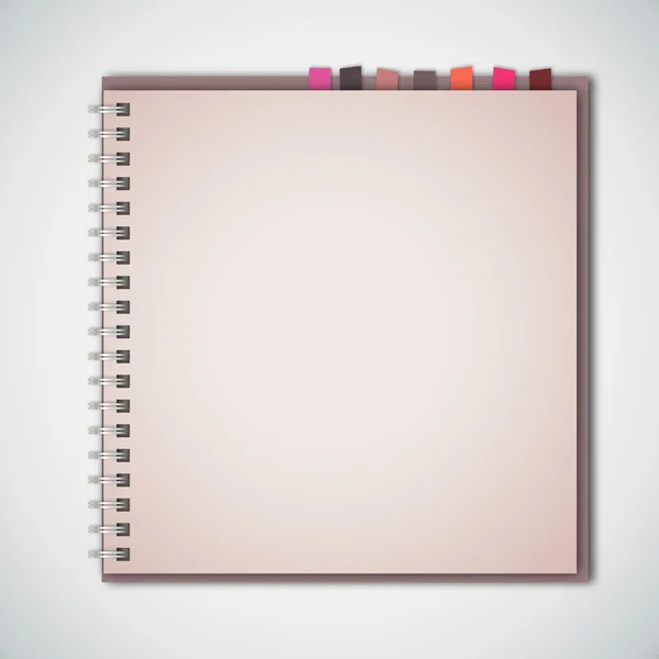 Cuaderno viejo con papel marcador — Vector de stock