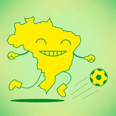 Brezilya Haritası çizgi film karakteri ateş futbol topu