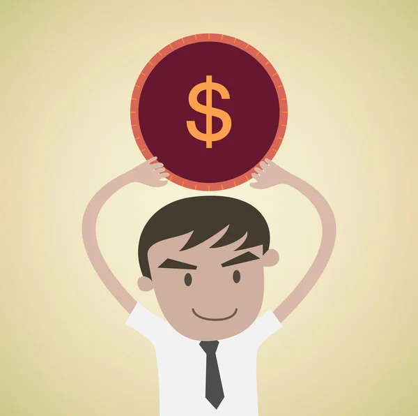Businessman holding coin — Stock Vector