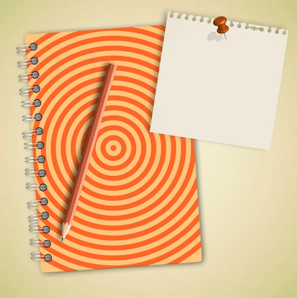 Cuaderno de patrón de círculo y papel de nota — Vector de stock