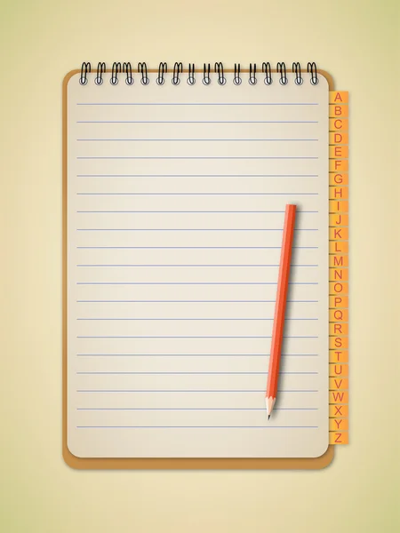 Lápis e caderno — Vetor de Stock