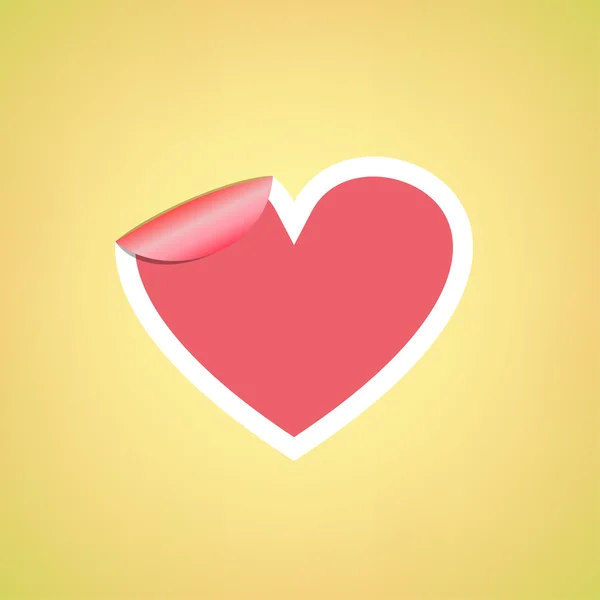 Sticker Coeur sur fond jaune — Image vectorielle