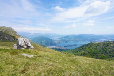 Lake Annone from Monte Cornizzolo mountain, Lombardy, Italy clipart