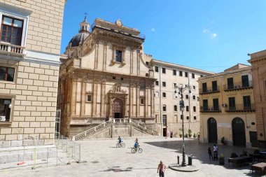 PALERMO, İtalya - 5 Temmuz 2020 Santa Caterina d 'Alessandria Kilisesi, Palermo, İtalya