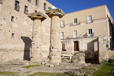 Taranto 'daki Poseidon Tapınağı Doriç sütunları (Magna Graecia), Apulia (Puglia), İtalya