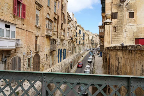 Valletta Θέα Στην Παλιά Πόλη Από Σιδερένια Γέφυρα Μάλτα — Φωτογραφία Αρχείου