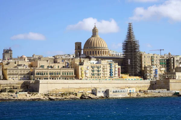 Skyline Valetta Mar Azul Malta Europa —  Fotos de Stock