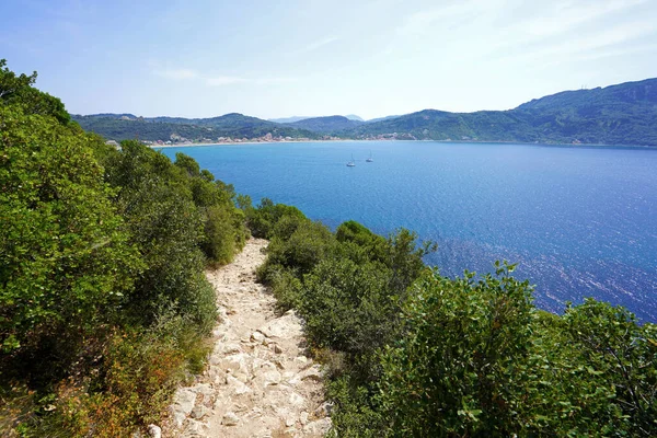 Sentiero Spiaggia Porto Timoni Corfù Luogo Paradisiaco Con Spiaggia Acqua — Foto Stock