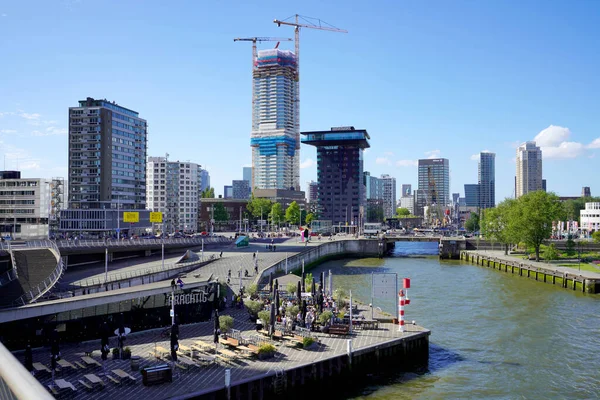Rotterdam Países Bajos Junio 2022 Róterdam Skyline Con Río Nieuwe —  Fotos de Stock