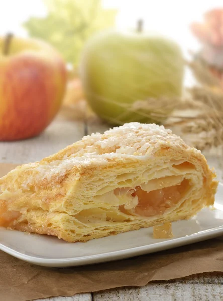 Segment van een strudel cu mere — Stockfoto