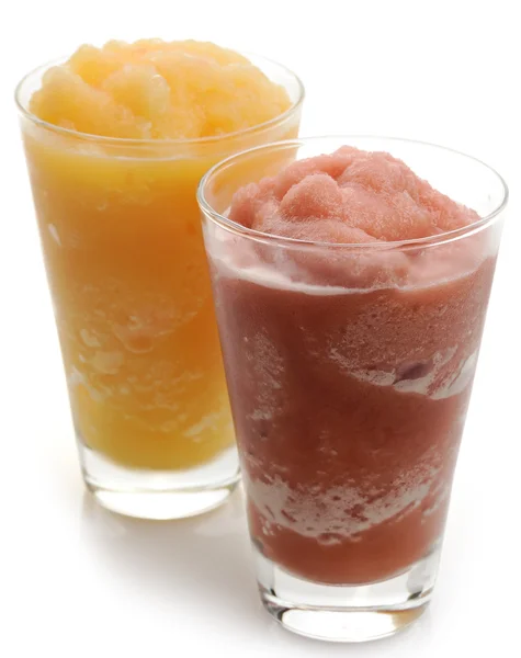 Oranje en framboos smoothies — Stockfoto