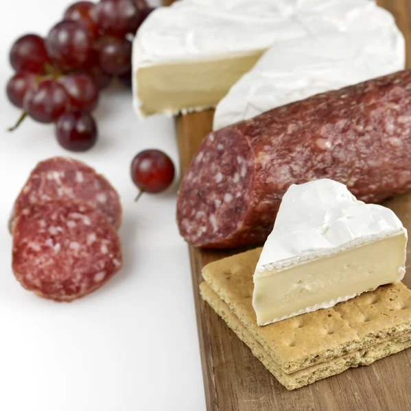 Brie Cheese And Salami — Stock Photo, Image