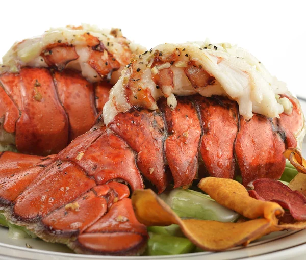 Queue de homard grillée aux asperges — Photo
