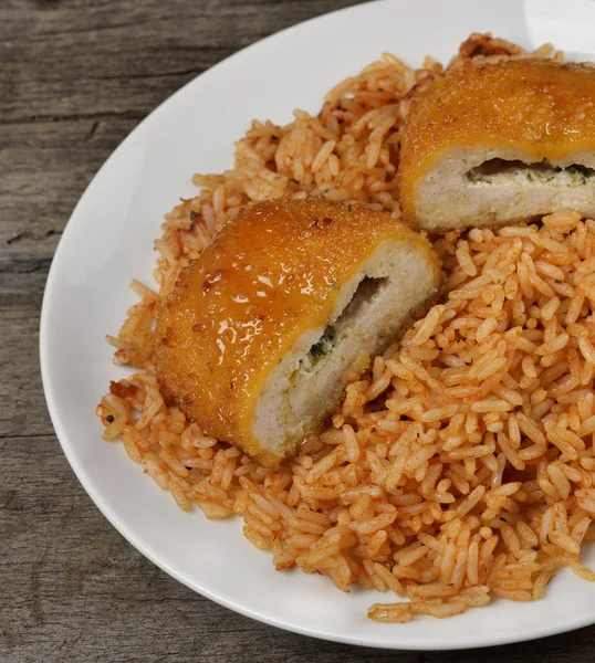 Stuffed Chicken Fillet With Rice — Stock Photo, Image