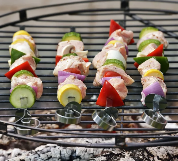 Ham kabobs op de grill — Stockfoto
