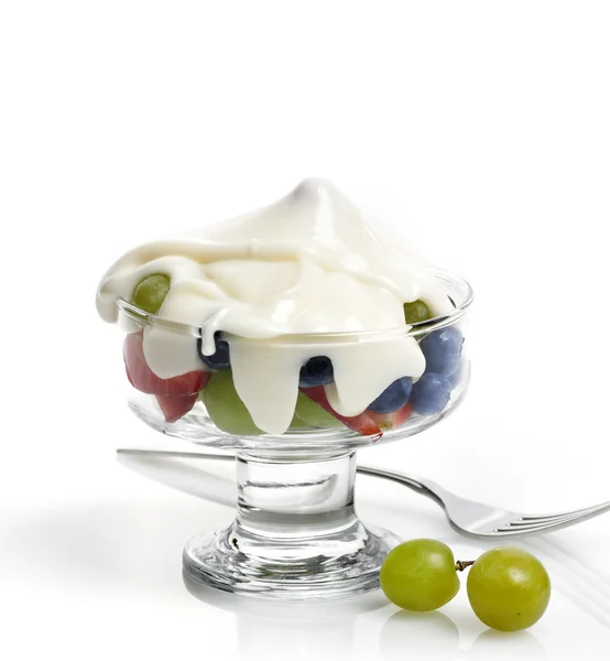 Gyümölcs, joghurt — Stock Fotó