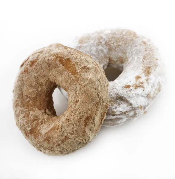 Poedersuiker krokant donuts — Stockfoto