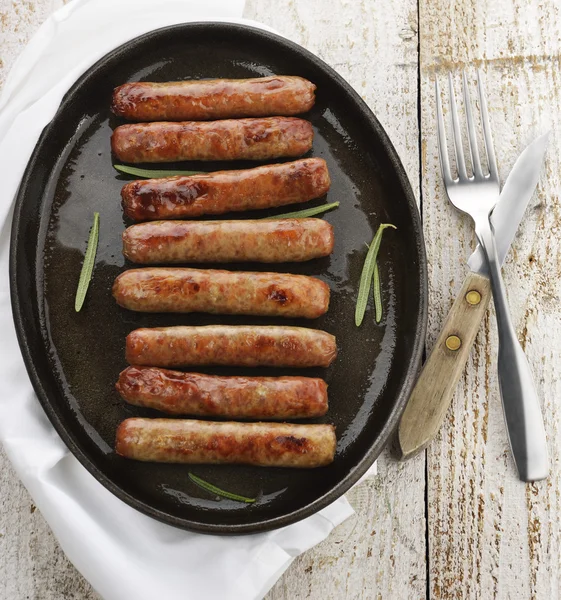 Petit déjeuner frit Liens de saucisses — Photo