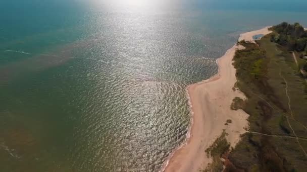 Aerial Lake Huron Sand Beach Michigan — Αρχείο Βίντεο