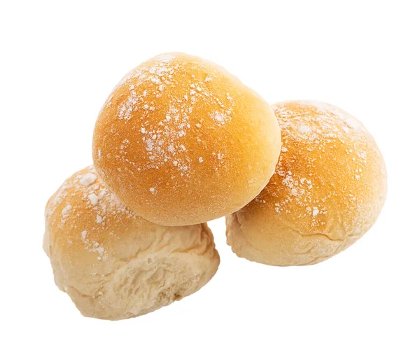 Fresh Dinner Rolls Geïsoleerd Witte Achtergrond — Stockfoto