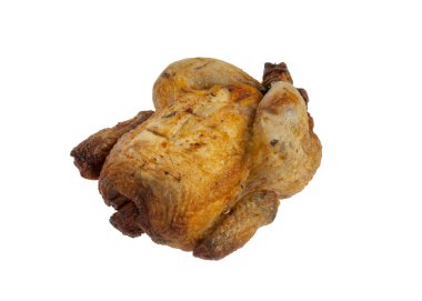 Kavrulmuş Tavuk veya hindi beyaz zemin üzerine