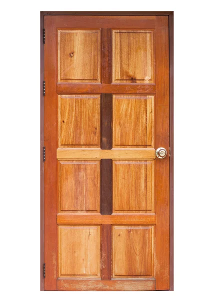 白で隔離される木製のドア — ストック写真