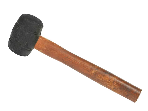 Old rubber mallet on white background — Stock Photo, Image