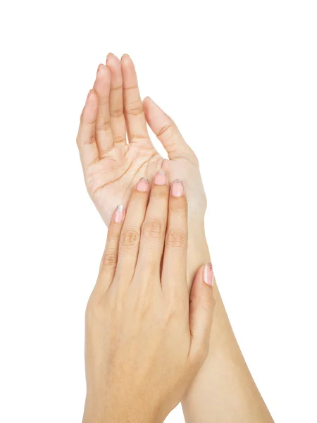 Manos de mujer con manicura de uñas — Foto de Stock