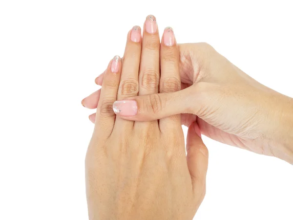 Les mains des femmes avec manucure ongle — Photo