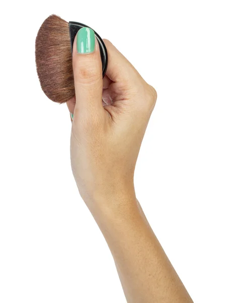 Cosmetic brush and hand — Stock Photo, Image