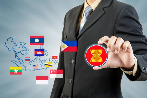 Οικονομικής Κοινότητας της ASEAN στο χέρι του επιχειρηματία — Φωτογραφία Αρχείου