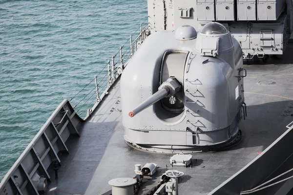 Cannon on Navy Battleship — стоковое фото