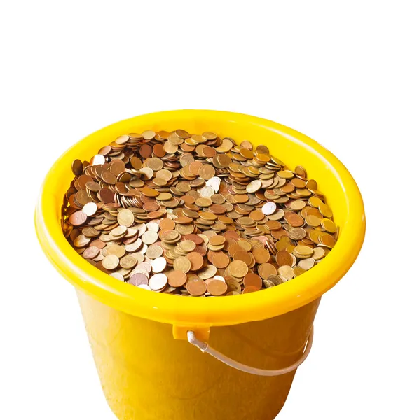 Bucket with money on white background — Stock Photo, Image