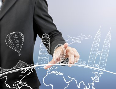 işadamı el dokunmak rüya seyahat dünya çapında