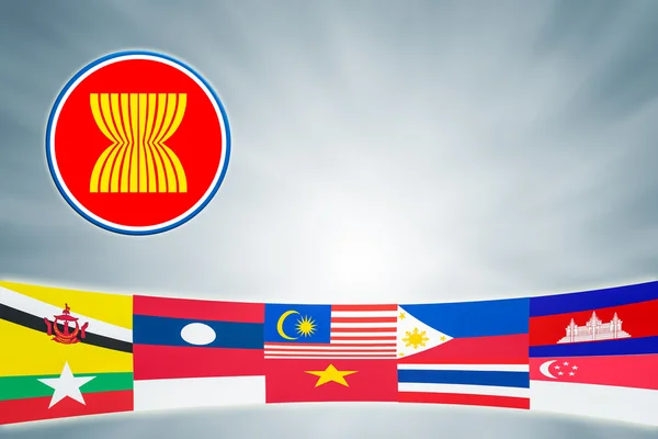 Hospodářské společenství ASEAN v ruce podnikatel — Stock fotografie