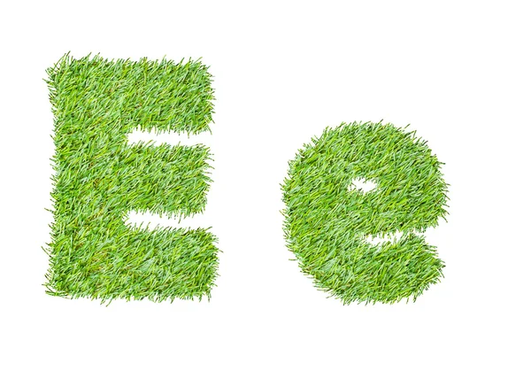 Alfabetet från det gröna gräset. isolerad på vit — Stockfoto