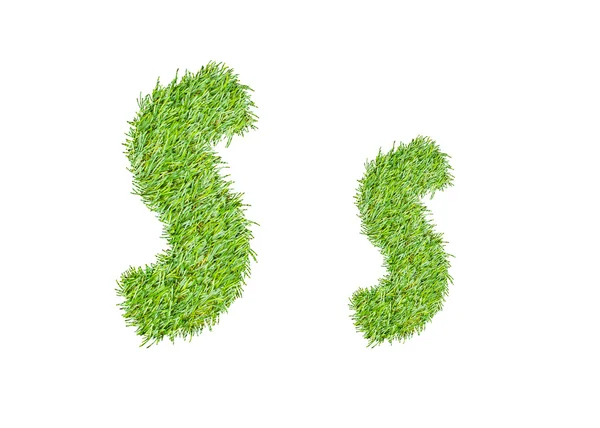 Alfabet z zieloną trawę. na białym tle — Zdjęcie stockowe