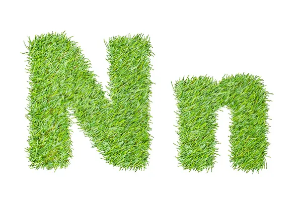 Алфавит из зеленой травы. изолированные на белом — стоковое фото