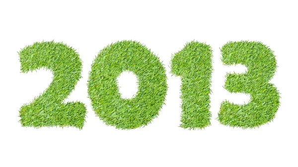 Nuevo año 2013 de la hierba verde, aislado en blanco — Foto de Stock