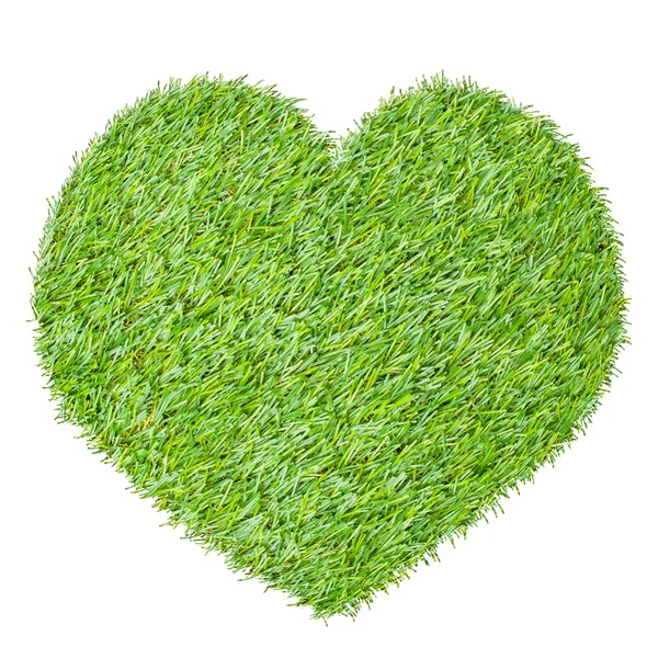 Сердце из зеленой травы, изолированные на белом — стоковое фото