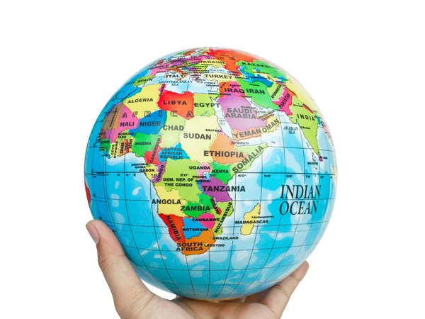Earth globe, world in hand — Stock Photo, Image
