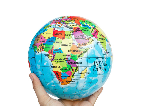 earth globe, world in hand