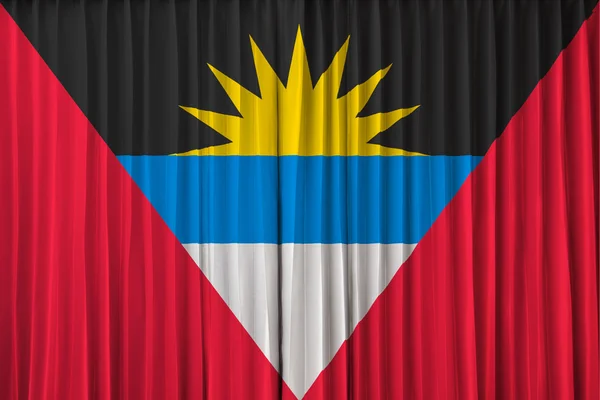 Bandeira de Antígua e Barbuda na cortina — Fotografia de Stock