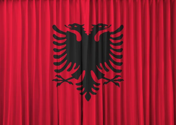 Vlag van Albanië op gordijn — Stockfoto