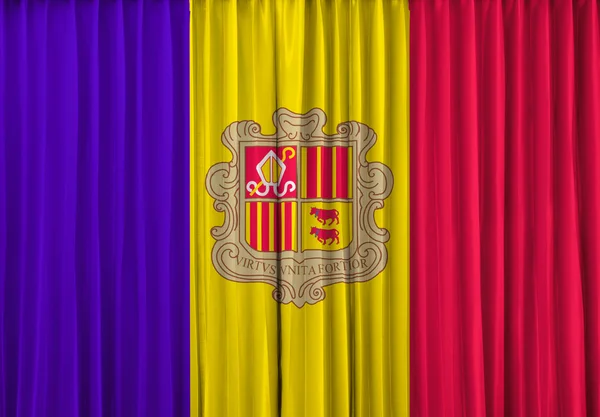 Andorra flagga på gardinen — Stockfoto